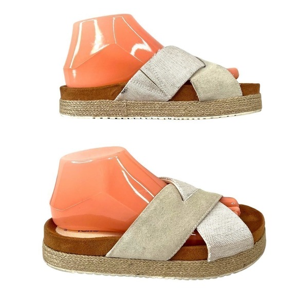 TOMS Paloma Cross Front Suede Sandals in Cream Women's Size 7 - Picture 5 of 10